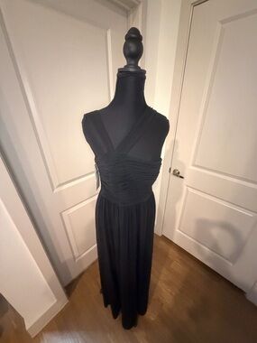 Gianni Bini Black Ruched Cross-Front Maxi Dress